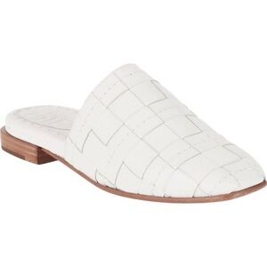 Frye Cara Mules Woven Leather Low Heel Slip On Shoes Womens 8M White